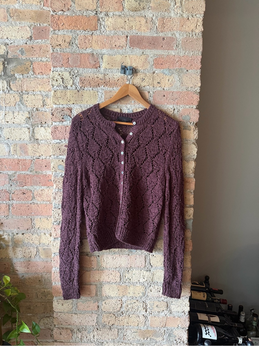 Zara Plum Knit Button Cardigan M